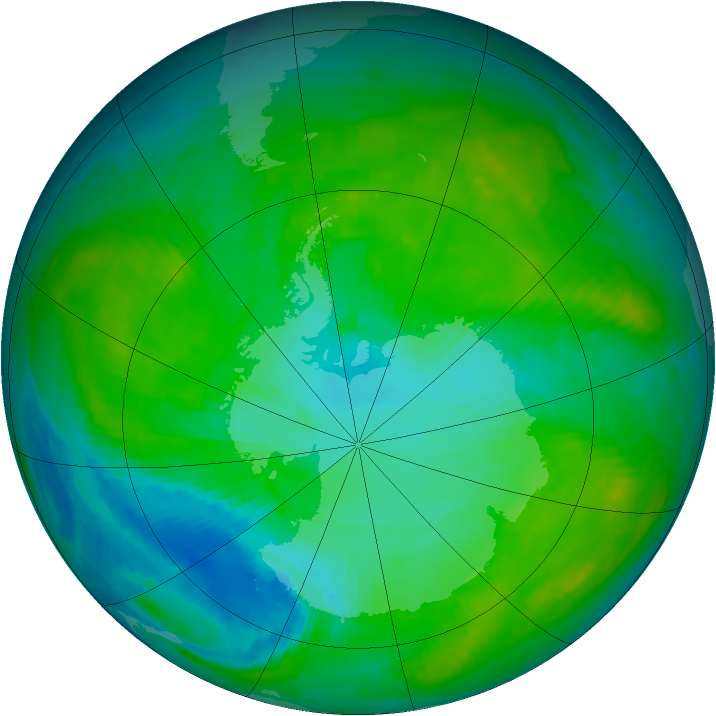 Antarctic ozone map for 18 January 1984
